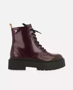 Женские ботильоны в байкерском стиле со шнуровкой из синтетического материала с эффектом лакированной кожи Gioseppo, бордовый