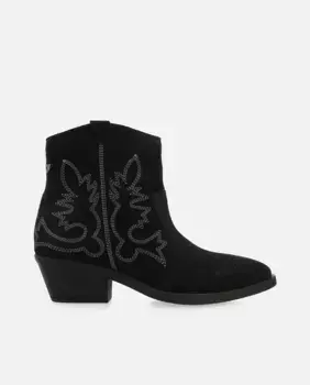 Женские ботильоны в ковбойском стиле из замши на низком каблуке с вышивкой Gioseppo, черный