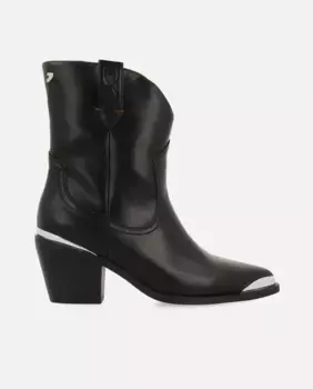 Женские ботильоны в ковбойском стиле на трости и среднем каблуке с металлическими деталями на носке и пятке Gioseppo, черный