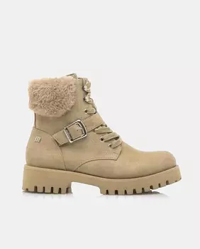 Женские ботильоны в стиле милитари с меховой отделкой Mustang, бежевый