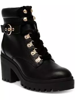 Женские ботинки Bridgitt из искусственной кожи с круглым носком в стиле армейской обуви и на шнуровке Wild Pair, цвет black smooth