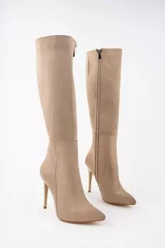 Женские ботинки Florence на тонком каблуке с заостренным носком и молнией по бокам Muggo, цвет кожи