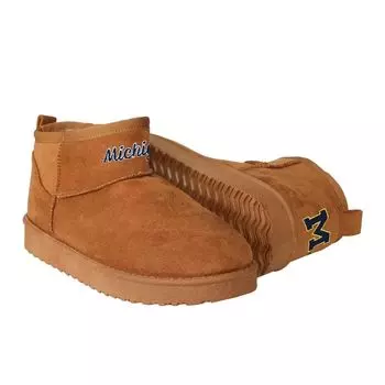 Женские ботинки FOCO Brown Michigan Wolverines Team с логотипом Fuzzy Fan Boots