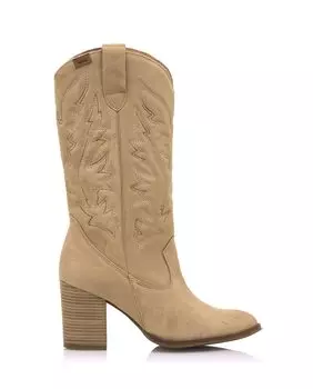 Женские ботинки из бежевой замши с пришивной деталью Mustang