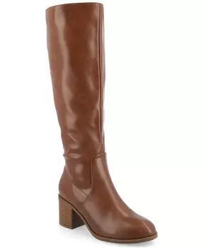 Женские ботинки из пеноматериала Romilly Tru Comfort с круглым носком и стандартным голенищем на блочном каблуке Journee Collection, коричневый