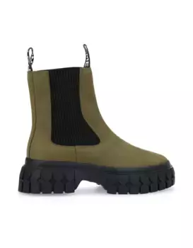 Женские ботинки из замши на платформе No Name, зеленый