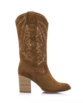 Женские ботинки из замши с прошивкой Mustang, коричневый