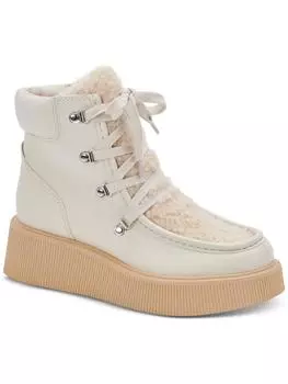 Женские ботинки Jasmin из искусственного меха на танкетке и шнуровке Dolce Vita, слоновая кость