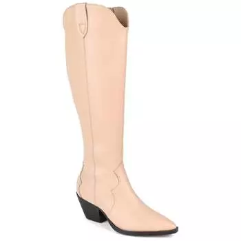 Женские ботинки Journee Signature Extra Wide Calf из натуральной кожи Tru Comfort Foam Pryse, цвет nude