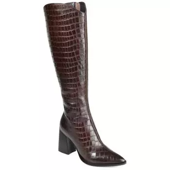 Женские ботинки Journee Signature Wide Calf из натуральной кожи Tru Comfort Foam Laila, коричневый