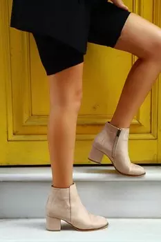 Женские ботинки на каблуке TRENDBU, бежевый