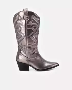 Женские ботинки на высоком каблуке с боковой молнией в ковбойском стиле Refresh, серый