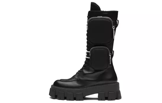 Женские ботинки Prada Monolith высокие, черный