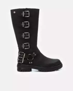 Женские ботинки с боковой молнией и декоративными пряжками Refresh, черный