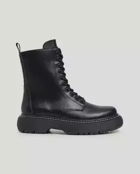 Женские ботинки с боковой молнией и шнурками Pepe Jeans, черный