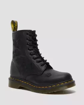 Женские ботинки с цветочным принтом Dr. Martens 1460 Vonda Mono Mono, цвет Black — Softy T