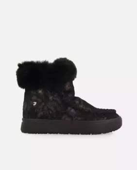 Женские ботинки в австралийском стиле из блестящей кожи и меховой подкладки Gioseppo, черный