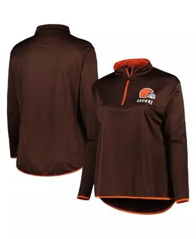 Женские брендовые коричневые топ Cleveland Browns с молнией четверть размера больших размеров Fanatics, коричневый
