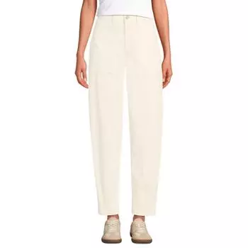 Женские брюки-бочонки с высокой посадкой и щиколоткой Lands' End, цвет ivory latte