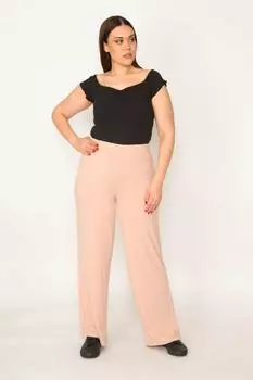 Женские брюки большого размера с эластичной полоской на талии и полосками 65n32351 ans, розовый