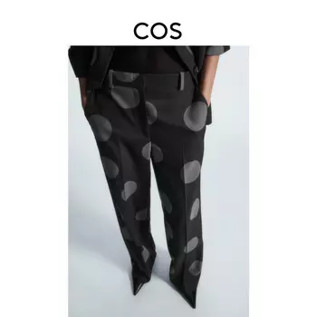 Женские брюки Cos из смесовой шерсти в горошек, серый