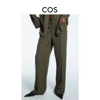 Женские брюки Cos прямого кроя со складками, зеленый