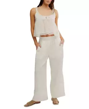 Женские брюки Days End на резинке из смесового льна Free People, белый