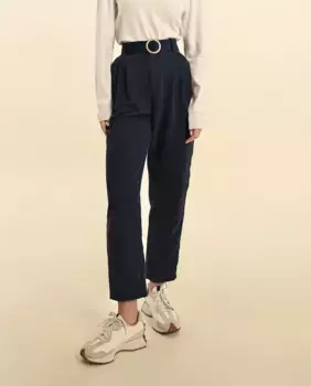 Женские брюки длиной до щиколотки из микровельвета Molly Bracken, темно-синий