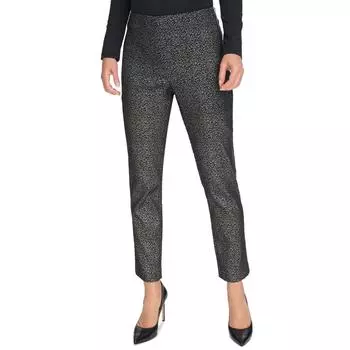 Женские брюки до щиколотки с металлическим оттенком DKNY, черный/серебряный