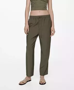 Женские брюки-джоггеры на шнурке MANGO, бежевый