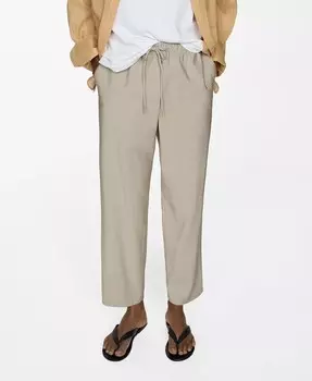 Женские брюки-джоггеры на шнурке MANGO, бежевый