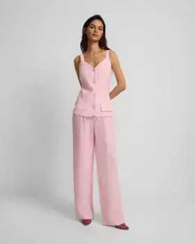 Женские брюки из 100% льна со складками Silbon, розовый