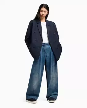 Женские брюки из денима спереди и нейлона сзади Armani Exchange, тёмно-синий