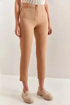 Женские брюки из ткани атлас в рубчик SHADE, коричневый