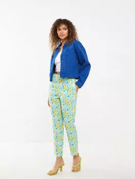 Женские брюки из вискозы с эластичной талией и цветочным принтом LCW Casual