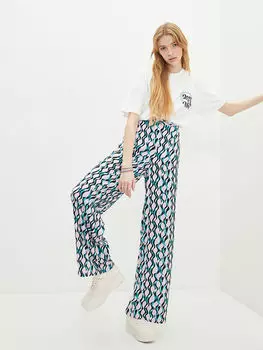 Женские брюки из вискозы с эластичным поясом и узором LCW Casual