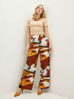 Женские брюки из вискозы с эластичным поясом и узором LCWAIKIKI Classic