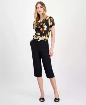 Женские брюки-капри на поясе Urban-Stretch с застежкой Pull-On Anne Klein, черный