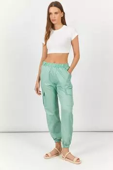 Женские брюки-карго мятного цвета с эластичной резинкой на талии и armonika, зеленый