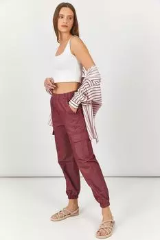 Женские брюки-карго с эластичной резинкой на талии и штанинах сливового цвета armonika, фиолетовый
