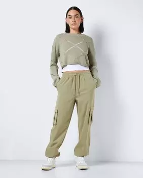 Женские брюки-карго с эластичной резинкой на талии Noisy May, светло-зеленый