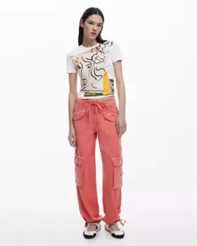 Женские брюки-карго с завязками на шнурке Desigual, розовый