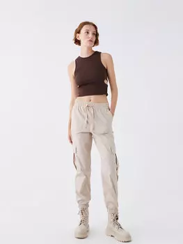 Женские брюки-карго стандартного кроя с эластичной резинкой на талии LCW Casual, светло-бежевый