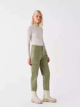 Женские брюки-карго узкого кроя из габардина LCW Casual, хаки