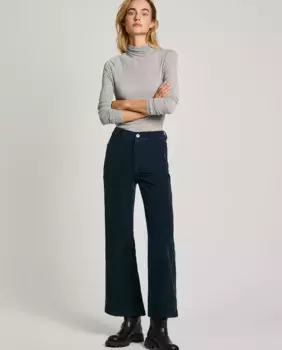 Женские брюки-клеш из эластичного вельвета Pepe Jeans, темно-синий