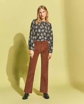 Женские брюки-клеш из микровельвета Southern Cotton, коричневый