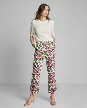 Женские брюки-клеш с цветочками и застежкой сбоку Trucco, мультиколор