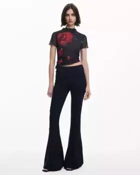 Женские брюки-клеш с цветочным принтом Tyler McGillivary Desigual, черный