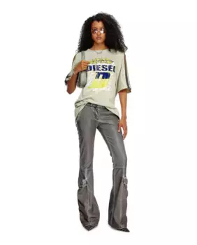 Женские брюки-клеш с карманами-карго Diesel, черный