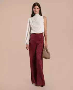 Женские брюки-клеш с высокой талией и принтом The-Are, бордовый